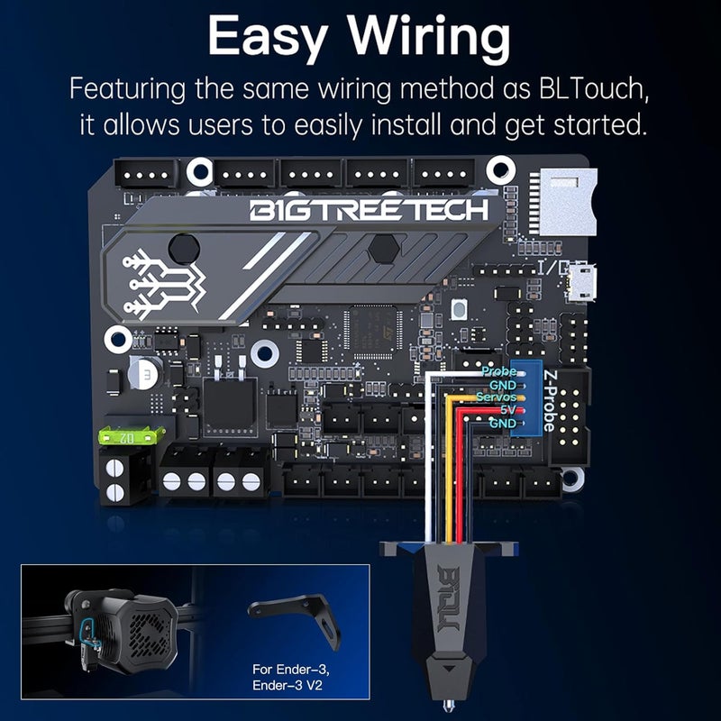 BigTreeTech SKR Mini E3 V3.0 Control Board with TMC2209 UART Upgrade 32Bit 3D Printer Silent Board for Ender 3, Ender3 Pro, Ender-3 V2 (with BIQU MicroProbe V2 + Ender-3 Mounting Bracket) - Image 2